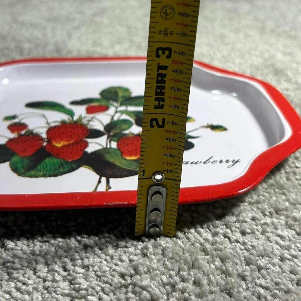 Vintage‎ Strawberry Metal Tin Tray Collectible Strawberries Hong Kong 8x6